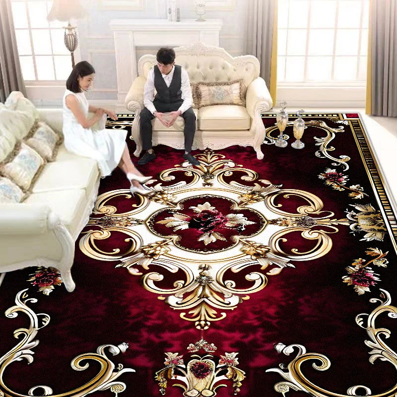 European Style Luxury Living Room Carpet - Red Retro Design - Julia M LifeStyles