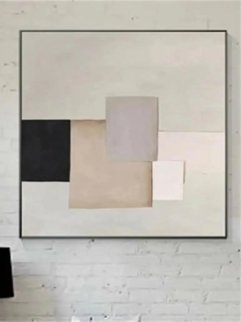 Custom Design White Beige 3D Textured Minimalist Handmade Wabi-Sabi Abstract Oil Painting for Home Hotel Office Wall Art Decor