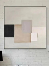 Custom Design White Beige 3D Textured Minimalist Handmade Wabi-Sabi Abstract Oil Painting for Home Hotel Office Wall Art Decor