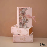 5Pcs Book Shape Gift Box with Ribbon Paperboard for Parties and Special Occasions