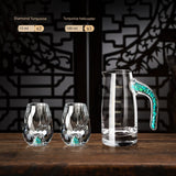 Crystal Glass Wine Decanter Set with Gold Foil Shot Cup