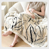 Super Thick Blanket for Winter Warm Lamb Fleece Plaids for Sofa Single/Queen/King Leaves Printed Bedspread Winter Thow Blanket Julia M LifeStyles
