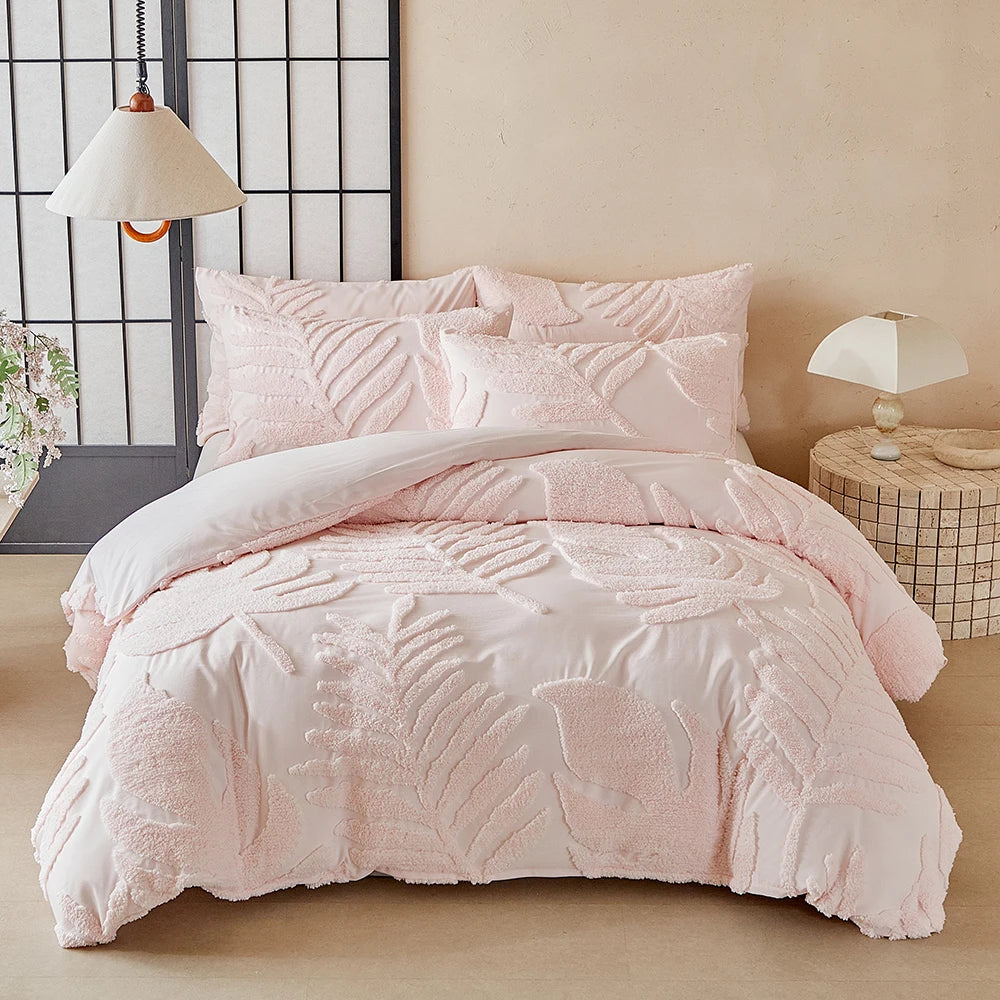 New Monstera Leaves Tufted Duvet Cover Set Single Double Bedding Set King Soft Comfortable Durable Quilt Cover and Pillowcases