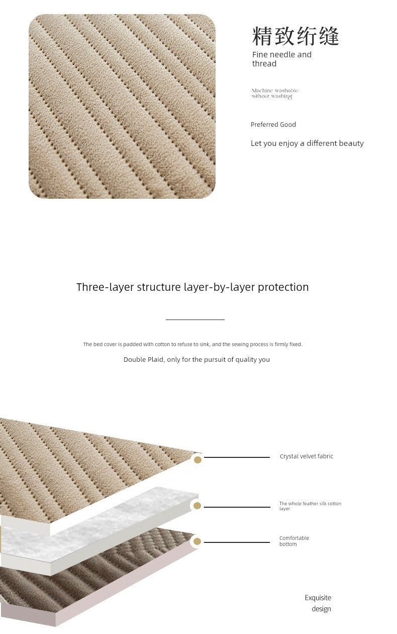 Fleece-Lined Quilted Bed Cover Set for Cozy Elegance