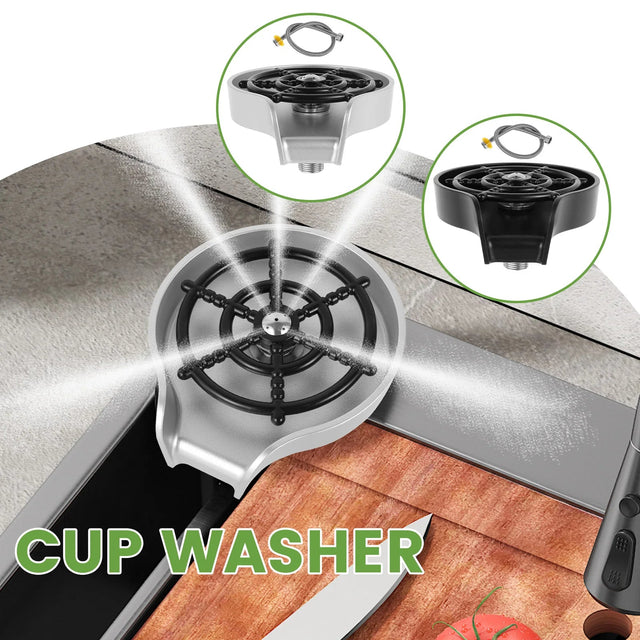 Faucet Glass Rinser ABS High Pressure Glass Cup Washer 360° Rotating High Efficiency Bottle Washer Kitchen Sink Accessories Julia M LifeStyles