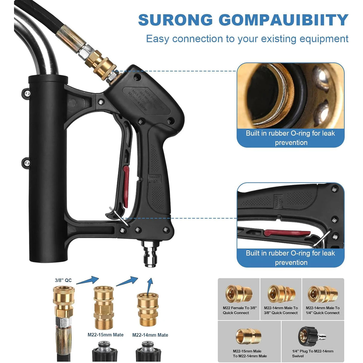20" 4600 PSI Pressure Washer Surface Cleaner with Dual Handles
