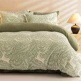 High-end Thickened Milk Fleece Carving Four-piece Skin-friendly Three-dimensional Jacquard Bedding Kit