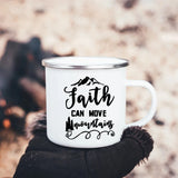 Faith Hope Love Print Christian Creative Enamel Mugs Outdoor Travel Coffee Cup Drink Dessert Milk Vintage Handle Drinkware Gift Julia M Home & Kitchen