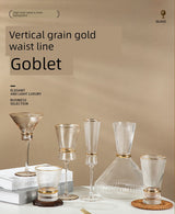 Vertical Grain Gold Waistline Goblet Champagne Glass Cocktail Glass Vertical Grain Water Cup Suit Electroplated Gold Creative Wine Ware Julia M Home & Kitchen