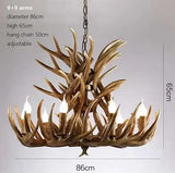 Rustic Alpine Hand-Crafted Deer Antler Pendant Chandelier