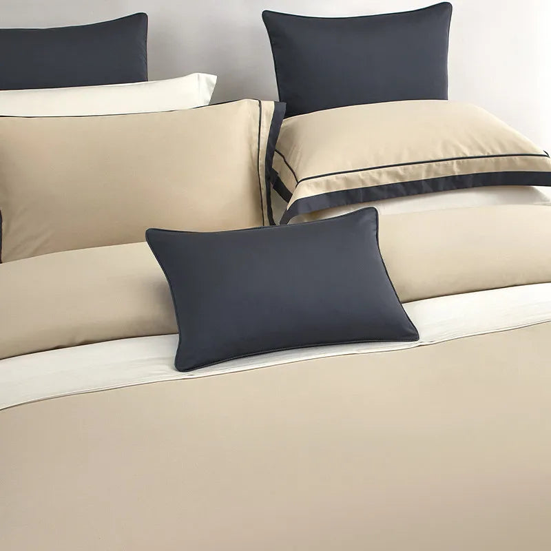 Luxury Long Staple Cotton Bedding 4/7Pcs, Sateen Weave Natural Super King Soft Chic Patchwork Duvet cover Bed Sheet Pillowcases
