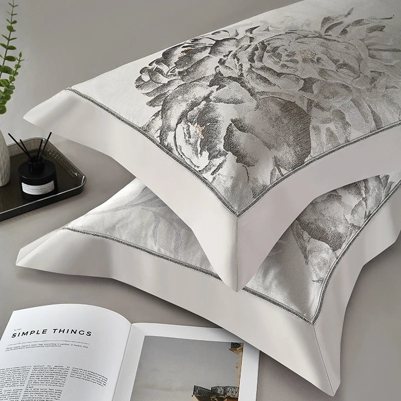 4/7Pcs Luxury Soft Silky Egyptian cotton Damask Satin Bedding Set Super King Duvet Cover Flat Sheet/Fitted Sheet Pillowcases Julia M LifeStyles