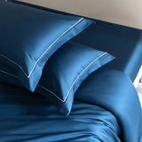 Luxury 1000TC Egyptian Cotton Duvet Cover Set with Silver Embroidery