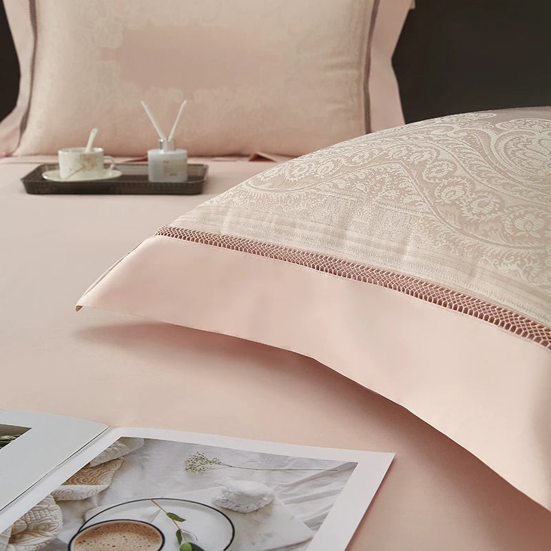 4/7Pcs Luxury Soft Silky Egyptian cotton Damask Satin Bedding Set Super King Duvet Cover Flat Sheet/Fitted Sheet Pillowcases Julia M LifeStyles