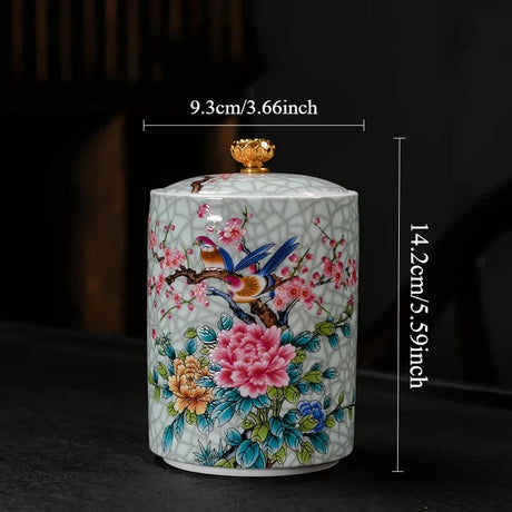 1PC Ceramic Storage Jar with Lid Coffee Table Tea Jar Living Room Candy Jar Household Kitchen Supplies Cereal Dispenser Julia M LifeStyles