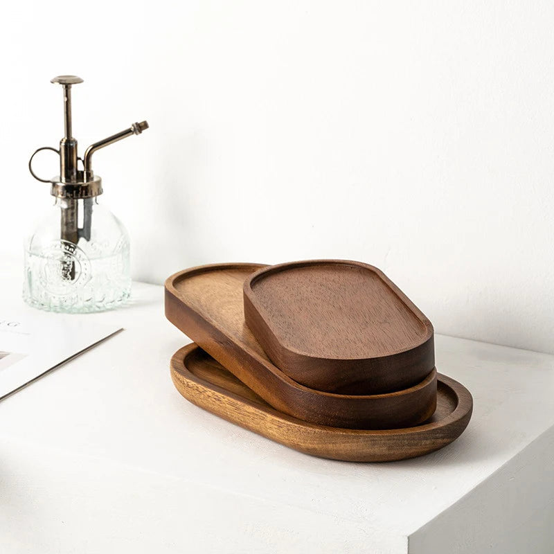 Tableware Solid Wood Food Tray Round Rectangle Dessert Plate Japanese-style Wooden Snack Fruit Tea Saucer Pallet Bread Board Julia M LifeStyles