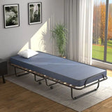 Italian Portable Folding Bed with Memory Foam Mattress & Metal Frame