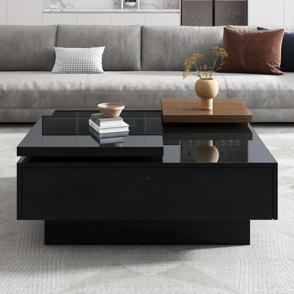 High Gloss Adjustable Center Table with Hidden Drawers - Julia M LifeStyles