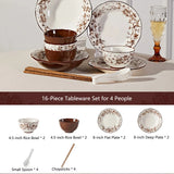 Retro Rose Household Anti-Slip full travel dish set is very luxurious luxury bowl kitchen dinner sets ceramic plates porcelain