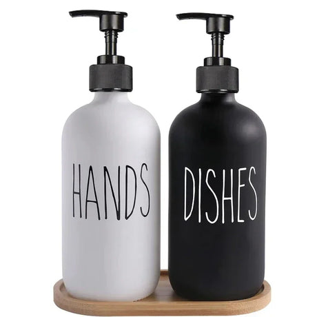 Elegant 500ml Black Dish Soap Dispenser Set with Refillable Pump for Farmhouse Chic Décor Julia M LifeStyles