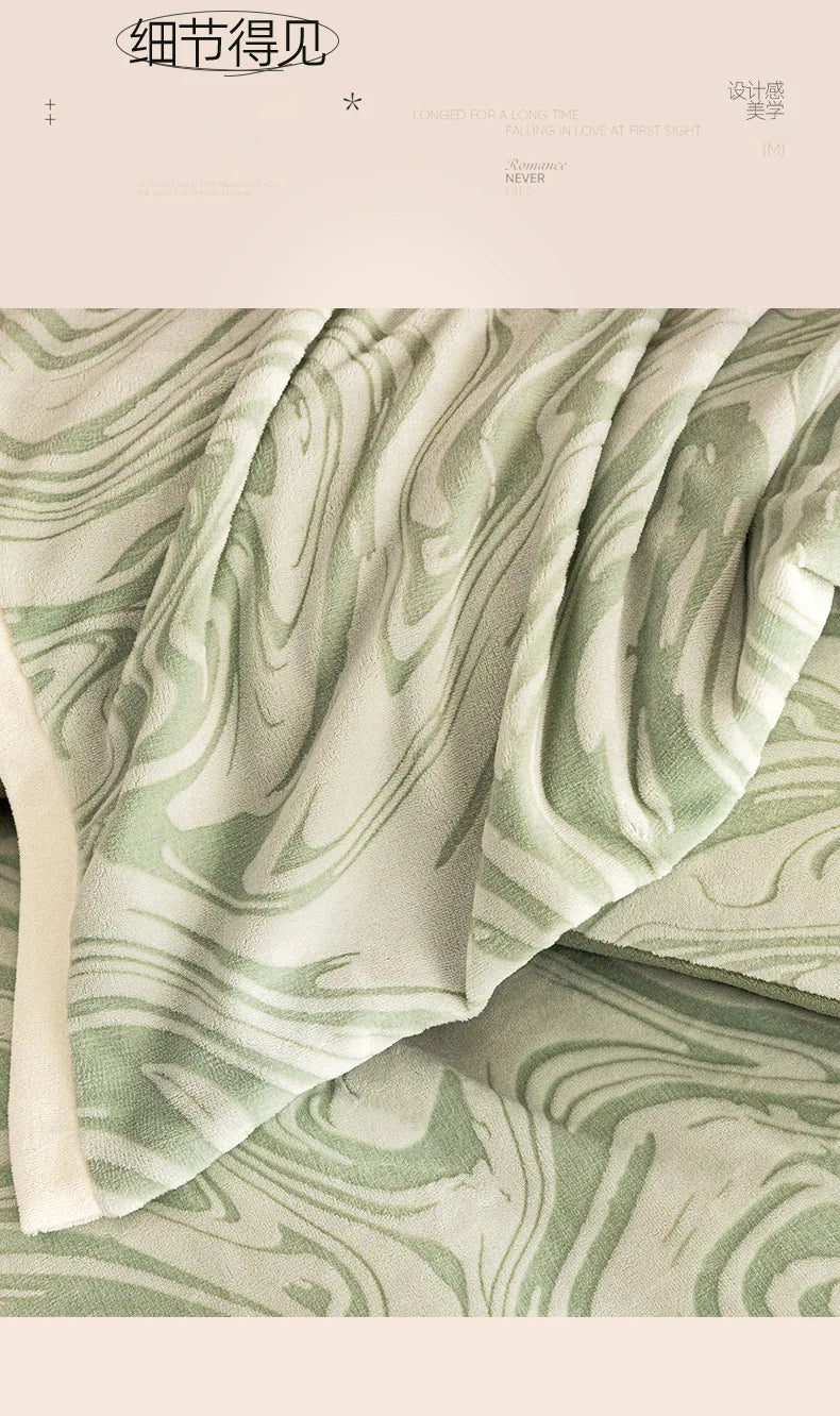 High-end Thickened Milk Fleece Carving Four-piece Skin-friendly Three-dimensional Jacquard Bedding Kit