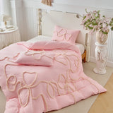 New Bow-knot Tufted Cut Flower Quilt Cover Set Queen Tufting Duvet Cover and Pillowcase Comfortable Skin-Friendly Blanket Covers