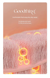 Silky velvet fabric with close-up of fibers and 'Goodthing' branding on a peach background.