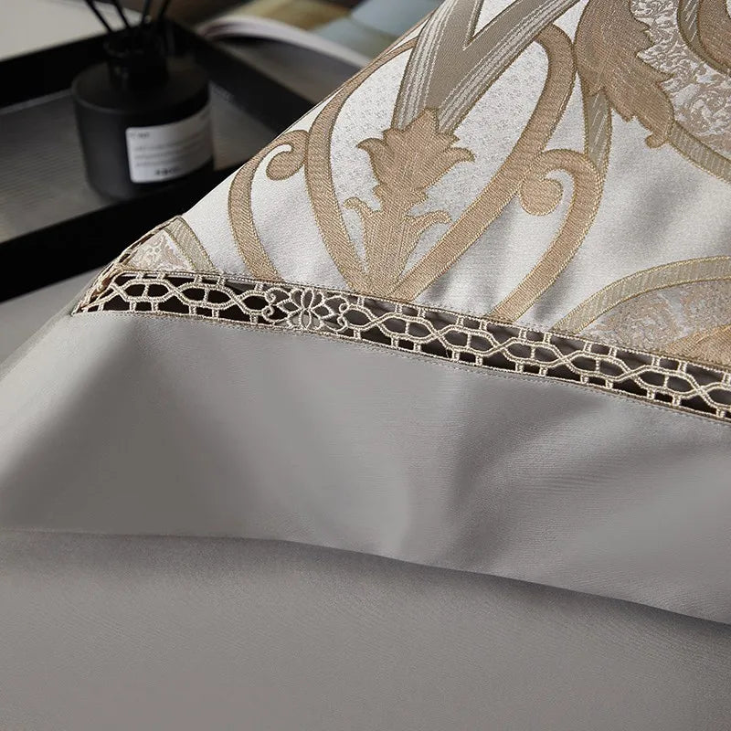 Silk-Like Satin 7-Piece Duvet Cover Set with Double Stitching & Pillowcases - Julia M LifeStyles