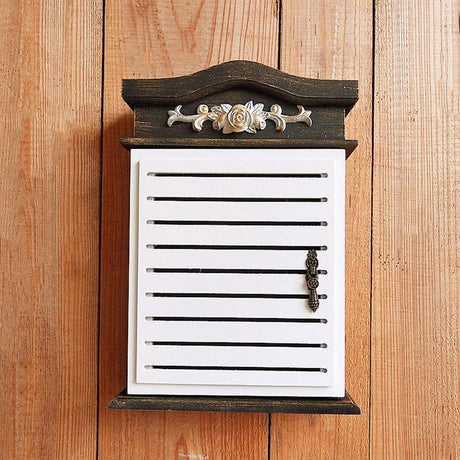 Wall-Mounted Rustic Wooden Key Box with 4 Hooks