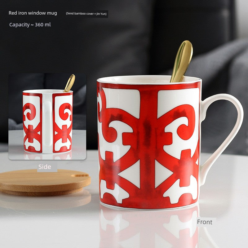 Florence Exquisite European-Style Bone China Mug with Lid and Spoon Julia M LifeStyles
