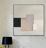 Custom Design White Beige 3D Textured Minimalist Handmade Wabi-Sabi Abstract Oil Painting for Home Hotel Office Wall Art Decor