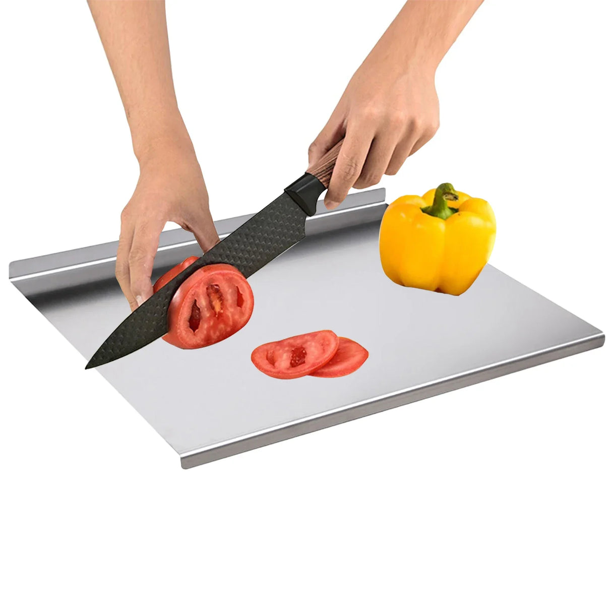 Stainless Steel Cutting Board with Lip - Versatile Kitchen Essential
