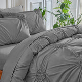 Three-dimensional Pleated Flowers Bedding Set Queen Simple Duvet Cover Set King Blanket Cover and Pillowcases Comforter Covers