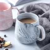 Nordic Marbled Ceramic Mug with Gold Rim