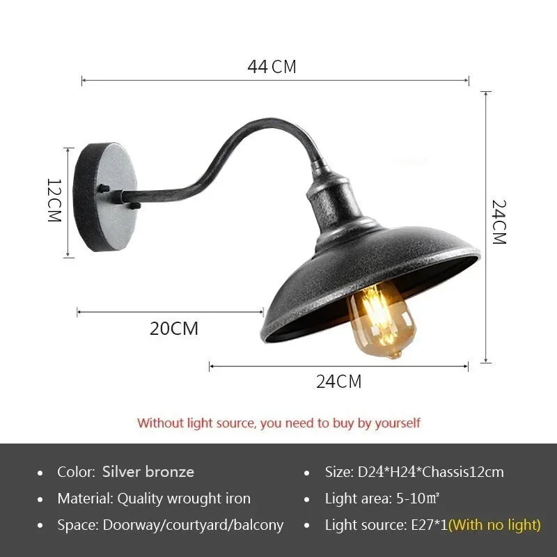 Retro Waterproof LED Wall Lamp Outdoor Courtyard Villa Garden Balcony Corridor Entrance Door E27 Decorative Lighting Fixture
