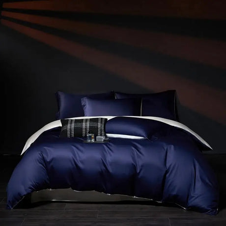 Luxury 100% Egyptian Cotton Reversible Duvet Cover Set in Silver & Purple - Julia M LifeStyles