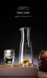 Crystal Glass Wine Decanter Set with Gold Foil Shot Cup