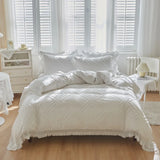 Bohemia Wavy Cut Flowers with Tassel Duvet Cover Set Single Double Boho Bedding Set Queen Soft Grace Quilt Cover and Pillowcases