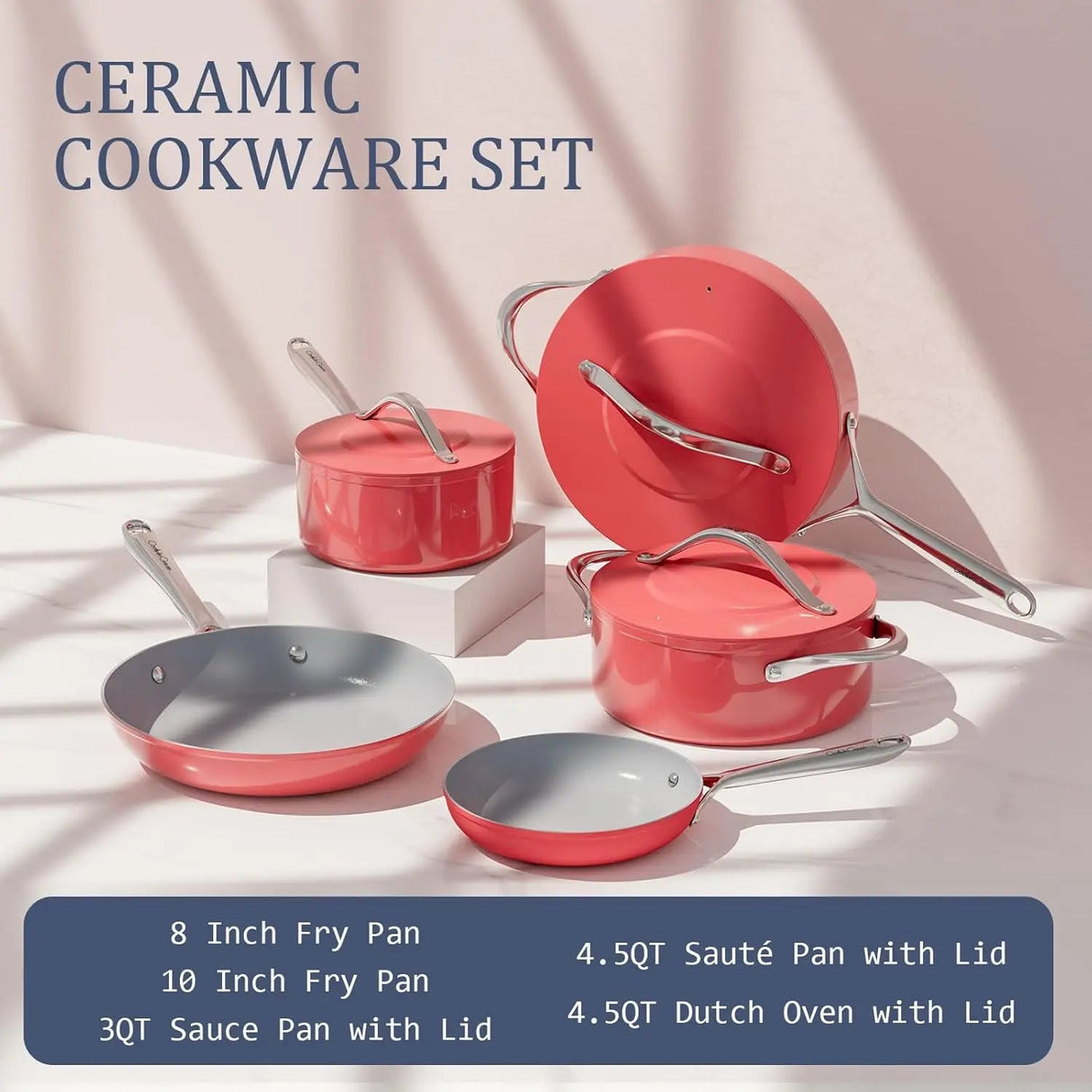 Ceramic Cookware Set Nonstick Pots and Pans Set 8-Piece - Non-Toxic & PTFE/PFOA/PFAS Free, Induction Cookware, Julia M LifeStyles