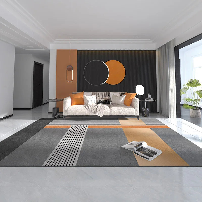 VIKAMA Orange Grey Large Living Room Carpet