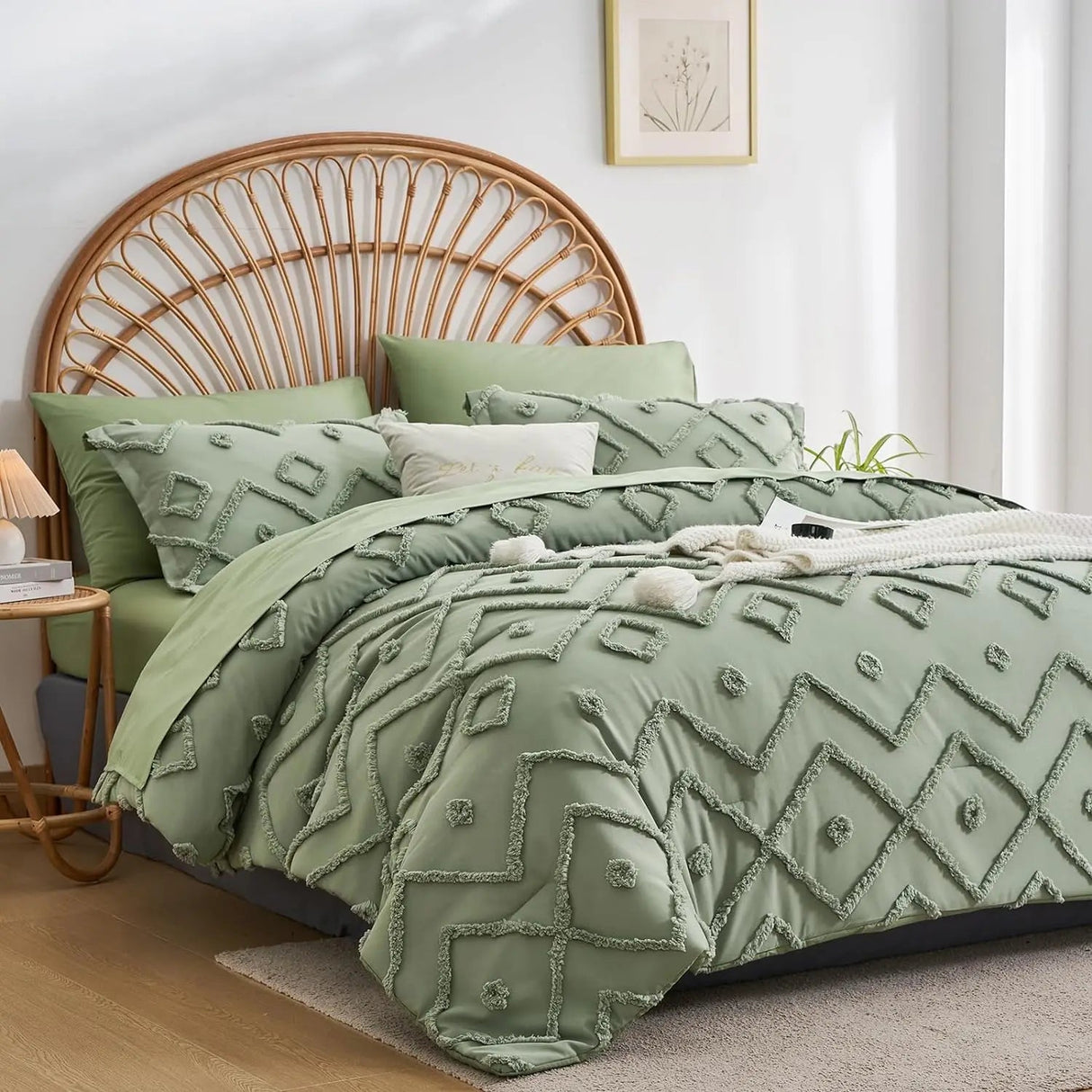 7 Pcs solid color tufted quilt set, microfiber soft and lightweight, durable and easy to wash bedding set , for all seasons Julia M LifeStyles