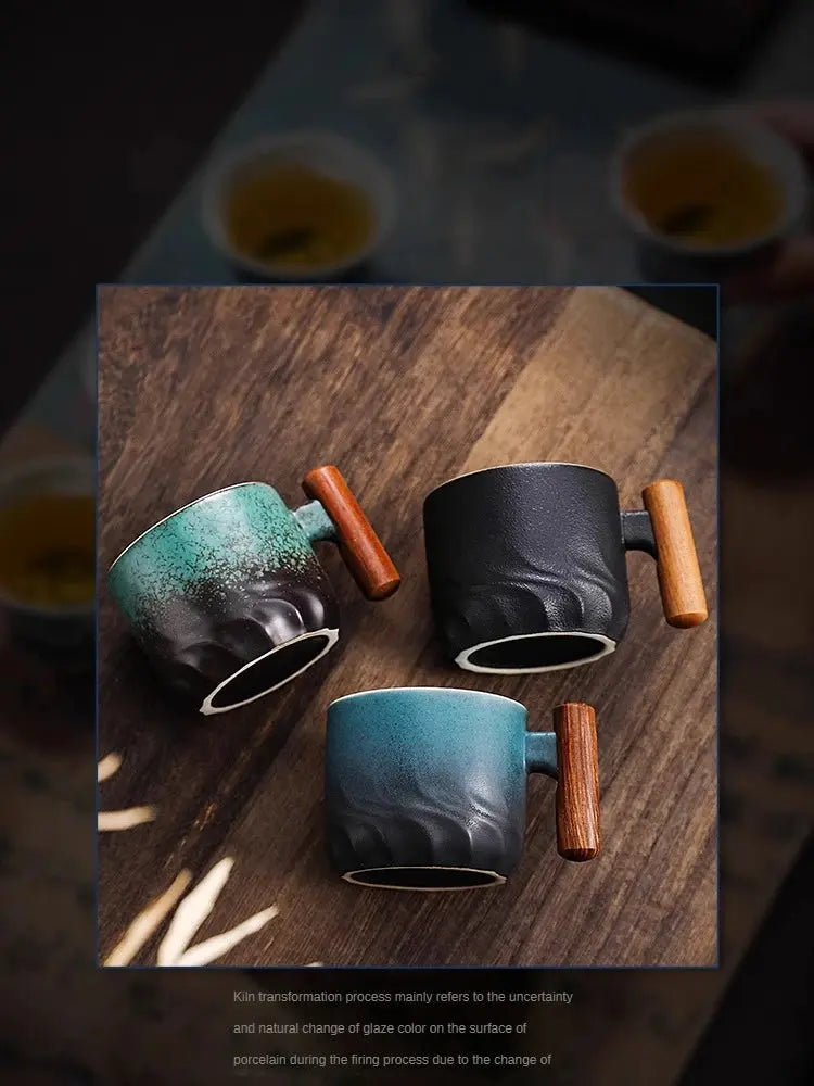 Creative Handmade Exquisite Coffee Cup Vintage Coffee Cup With Wooden Handle Mug Cups Mugs Drinkware Kitchen Dining Bar Home - Julia M LifeStyles
