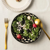 Medallion 4-Pack Ceramic Low Bowls Black and White,  ramen bowl,  ceramic bowl,  noodle bowl, bowl set Julia M LifeStyles