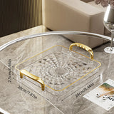 WORTHBUY Light Luxury Clear Serving Tray Plastic Fruit Dessert Tray With Handle Home Decorative Storage Tray Kitchen Organizer