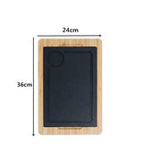 Scandinavian Creative Bamboo and Wood Slate Steak Plate Western Food Food Plate Solid Wood Black Slate Insulation Stone Tableware - Julia M LifeStyles
