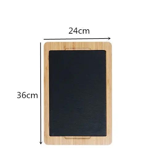Scandinavian Creative Bamboo and Wood Slate Steak Plate Western Food Food Plate Solid Wood Black Slate Insulation Stone Tableware - Julia M LifeStyles