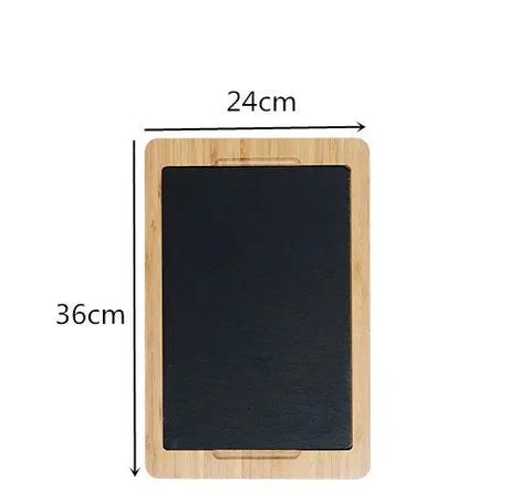 Scandinavian Creative Bamboo and Wood Slate Steak Plate Western Food Food Plate Solid Wood Black Slate Insulation Stone Tableware - Julia M LifeStyles