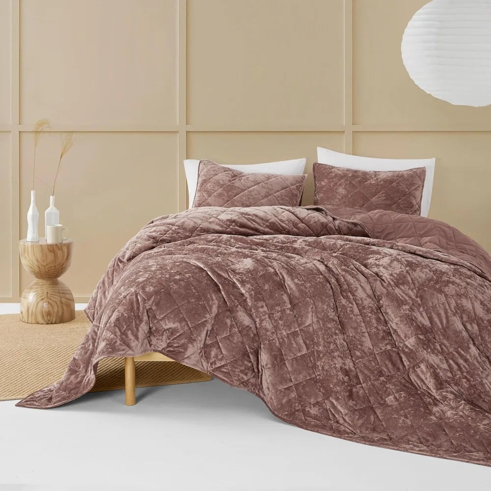 Ultra Soft Luxury Velvet Quilt Set - Queen Size Oversized Comforter for Summer Julia M LifeStyles