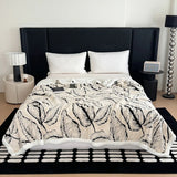 Super Thick Blanket for Winter Warm Lamb Fleece Plaids for Sofa Single/Queen/King Leaves Printed Bedspread Winter Thow Blanket Julia M LifeStyles