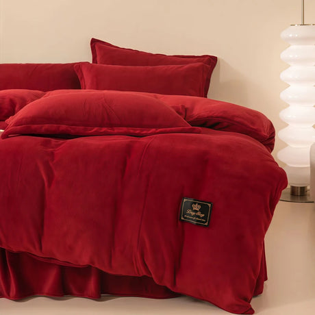 Wostar Luxury Solid Color Flannel Duvet Cover Set, 220x240 cm
